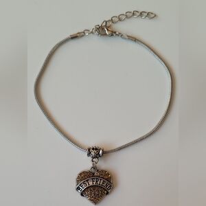 Snake chain Charm Bracelet Best Friend Rhinestone Heart